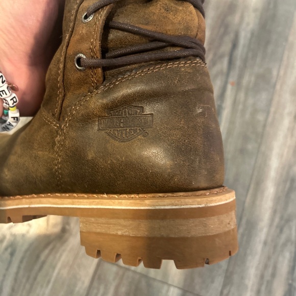 HARLEY-DAVIDSON Brown Leather Dorland Zip Motorcycle Full Back-Lace Up Boots 9.5 - Picture 14 of 16